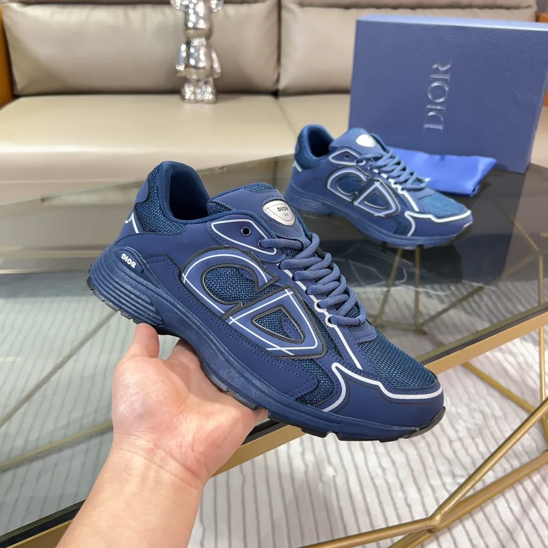 Men's Shoes💰P460💰【DIOR】Dior's new B30 low-top sneakers✅ are carefully made of gray mesh fabric and white technical fabric, decorated with reflective "CD30" graphic logo, and "DIO~B30" and "CD30" logos on the heel and tongue. An extra-light, sculpted rubber sole with signature accents adds style, while internal stretch details create ideal comfort. It can be matched with various casual styles to show a fashionable and modern sports style. Code number: 38-44 (45 can be customized)